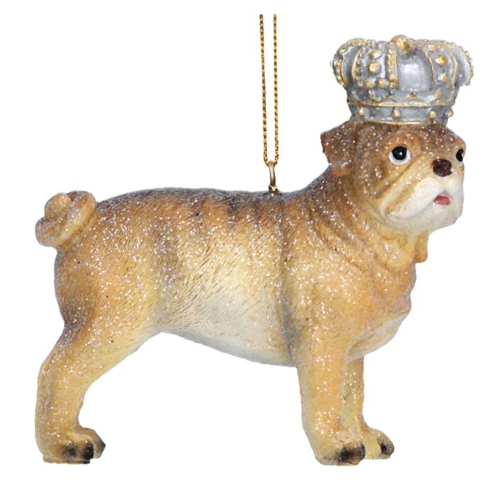 Gisela Graham - Resin Bulldog with Crown Decoration